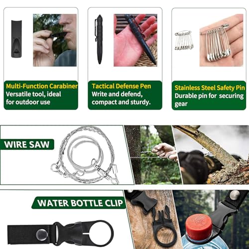 Survival Kit for Teen Men Dad Husband, 24 in 1 Emergency Survival Gear and Equipment, Tactical Tools for Outdoor Camping F...