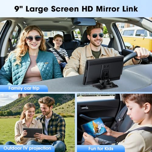 Topexplore Carplay Screen for Car, 9'' Wireless CarPlay & Android Auto- Upgrade Portable Touchscreen with Bluetooth, Mirro...