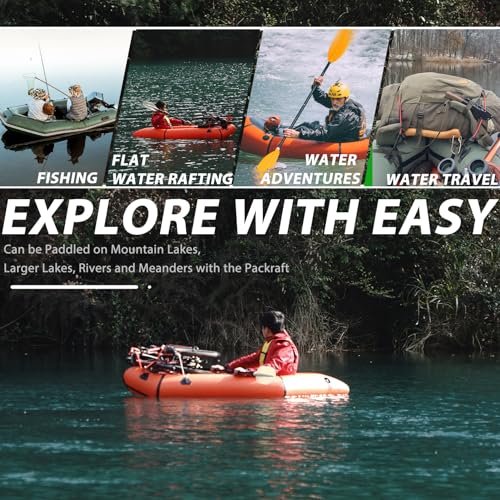 JUSTOOP Lightweight Packrafts, TPU Inflatable Kayak for Flat Water Rafting Camping Trip/Fishing/Water Adventures 1 Person/...