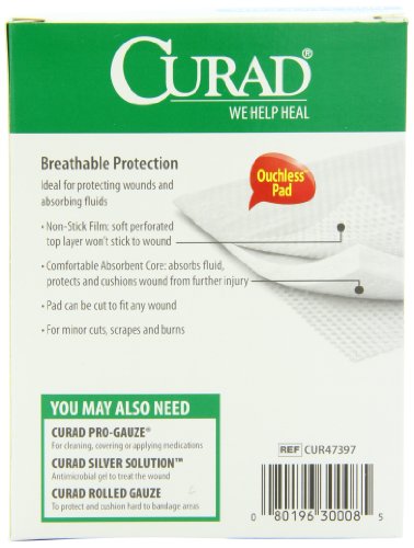 Curad Non-Stick Pads, 3 Inches X 4 Inches 10 Count (Pack of 1) (Packaging may vary)