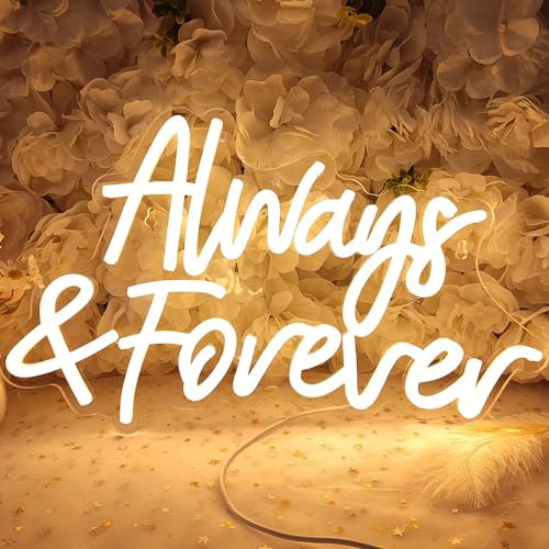 Planzo Always & Forever Led Neon Sign Light Wedding Birthday Party Backdrop Wall Decor Hanging Sign Bedroom Propose Annive...