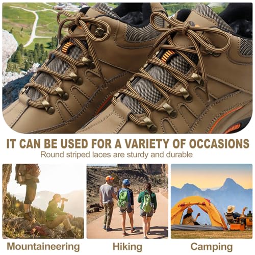 Durable Striped Round Boot Laces: Hiking Shoe Laces for Work Boots 1 Pair