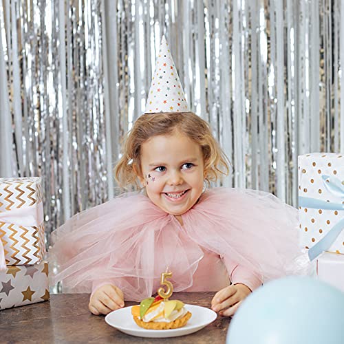 2 Pack Foil Curtain Backdrop Silver Metallic Tinsel Foil Fringe Curtains Photo Booth Props for Birthday Wedding Engagement...