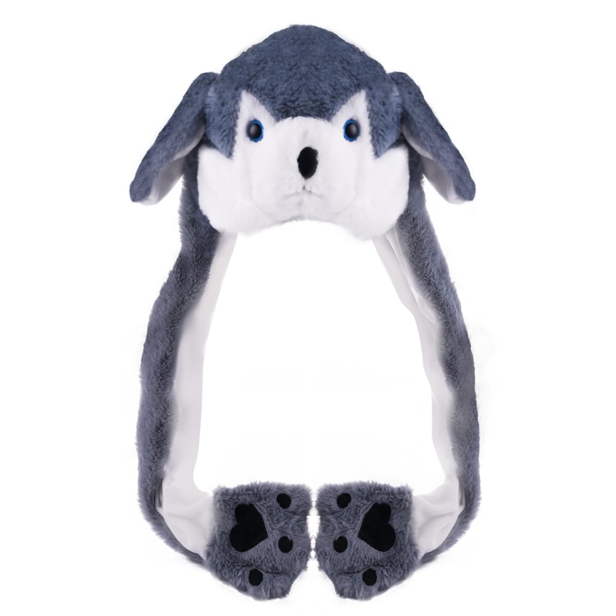 CICITOYWO Funny Plush Animal Hat Ear Moving Jumping Husky Cap for Kids Adults (Grey)