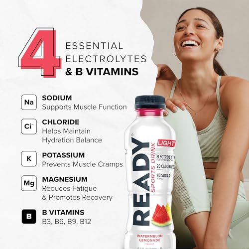 Ready® Sports Drink Light – The Ultimate Low-Calorie Hydration Drink with 4 Different Electrolytes – No Added Sugars – Nat...
