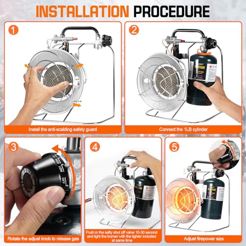GasBRUH Outdoor Multi-Use Portable Propane Patio Heater/Cooker, 18,000 BTU include USB Lighter, Gas Camping Heater for Ten...