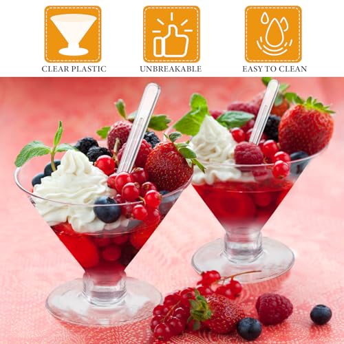 Yinkin 24 Pcs 5 oz Plastic Martini Glasses Disposable Clear Cocktail Dessert Parfait Glasses Unbreakable Mini Martini Cups...