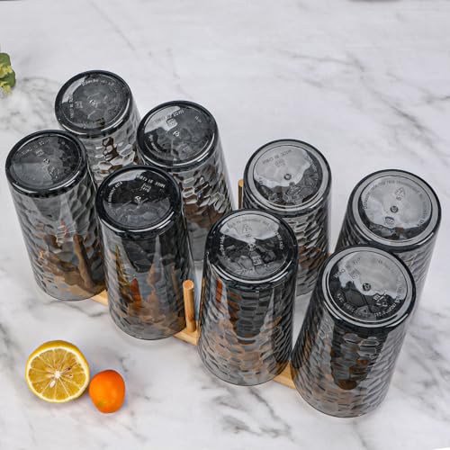 AKMQYM BPA-Free Plastic Tumblers 8 Pack (8x22oz) | Reusable Dishwasher Safe | Stackable Shatterproof Cups | Plastic Drinkw...
