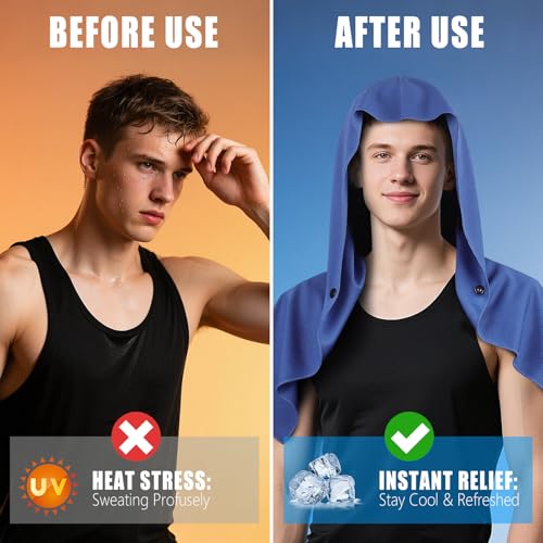 AOPREL Cooling Hoodie Towel Magnetic Lock Towels for Neck and Face UV Protection, Moisture-Wicking for Camping Gym and Yoga
