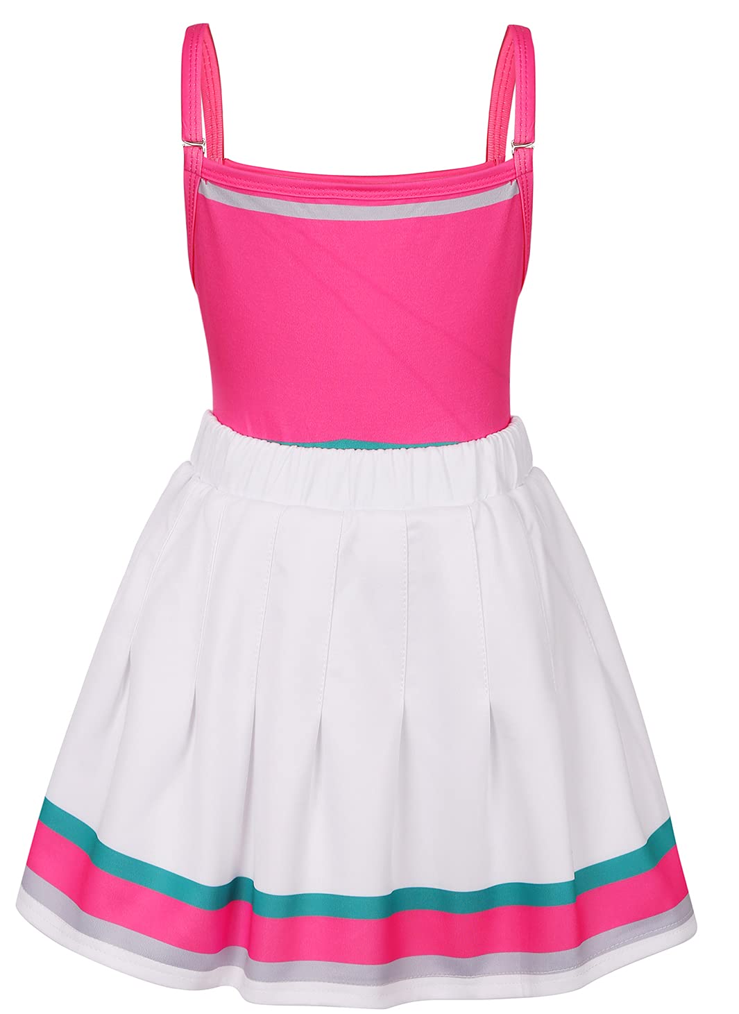 Koatobbor Girls Cheerleader Costume Halloween Party Dress Up with Accessories (Pink, 9-10 Years)