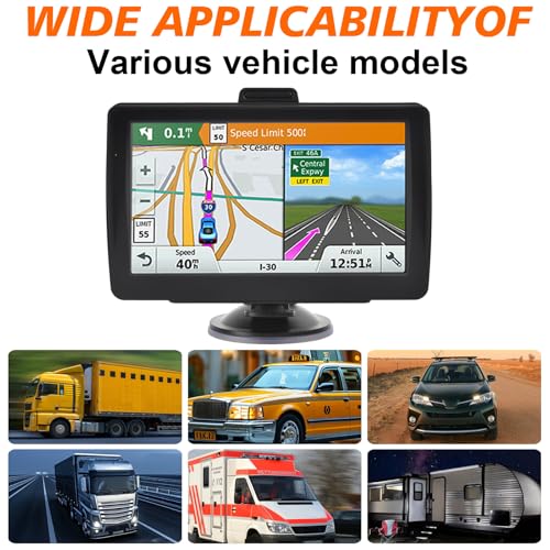 GPS Navigator for Car2025 Latest 7-Inch Lifetime Free North America Map Updates, Speed Limit Alerts, and Red Light Camera ...