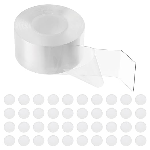 PATIKIL Double Sided Tape Heavy Duty, Transparent Nano Adhesive Mounting Tape for Picture Hanging Walls Decor, 1 Roll 5mx40mmx1mm Strip & 50 Pcs 8mmx1mm Circle