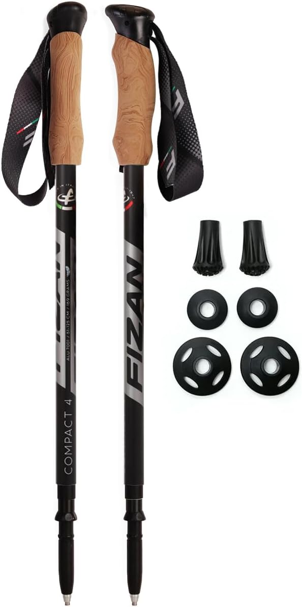 Fizan Compact 4 Trekking Poles – 6.0 oz Ultralight, Backpacking, Thru Hiking Poles, Adjustable, Collapsible, Customized Fi...