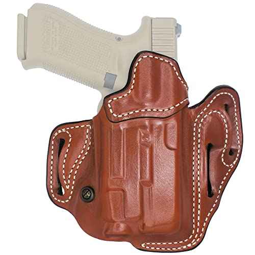 DeSantis Vengeance Scabbard Gun Holster, Fits Glock 19, 19 GEN 5, 19X, 23, 32, 45, with STREAMLIGHT TLR-7A with OR Without RED DOT, Open-Top OWB Holster, Made of Full-Grain Steerhide, Right-Hand Draw