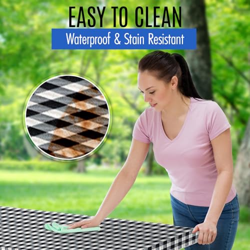 LINPRO Premium Picnic Table Cover with Bench Covers Vinyl Fitted Elastic RV Camping Accessories and Camper Must Haves Wate...