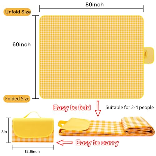 RUIBOLU Beach Blanket Large Picnic Blankets, 80x60in Sandproof Beach Mat for 2-4 Adults Waterproof Quick Drying Outdoor Pi...