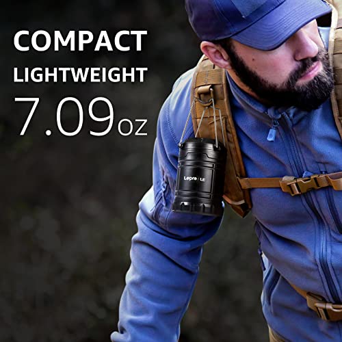 Lepro LED Camping Lanterns Battery Powered, Collapsible, IPX4 Water Resistant, Outdoor Portable Lights for Emergency, Hurr...