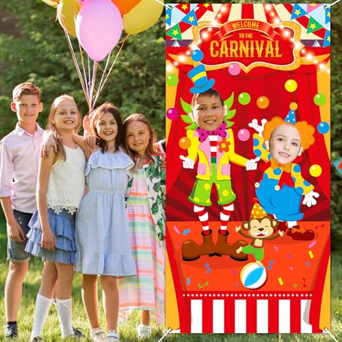 Carnival Circus Party Decorations Carnival Photo Booth Props Circus Theme Photo Door Banner Clown Joker Large Photo Backdr...