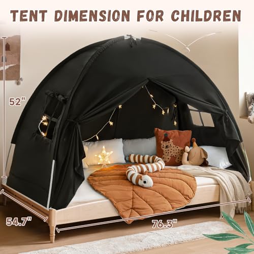 Sherilyn Full Size Bed Canopy Toddler Bunk Bed Tents Dream Tent on Bed Privacy Space Blackout Kids Sleeping Tents Indoor F...