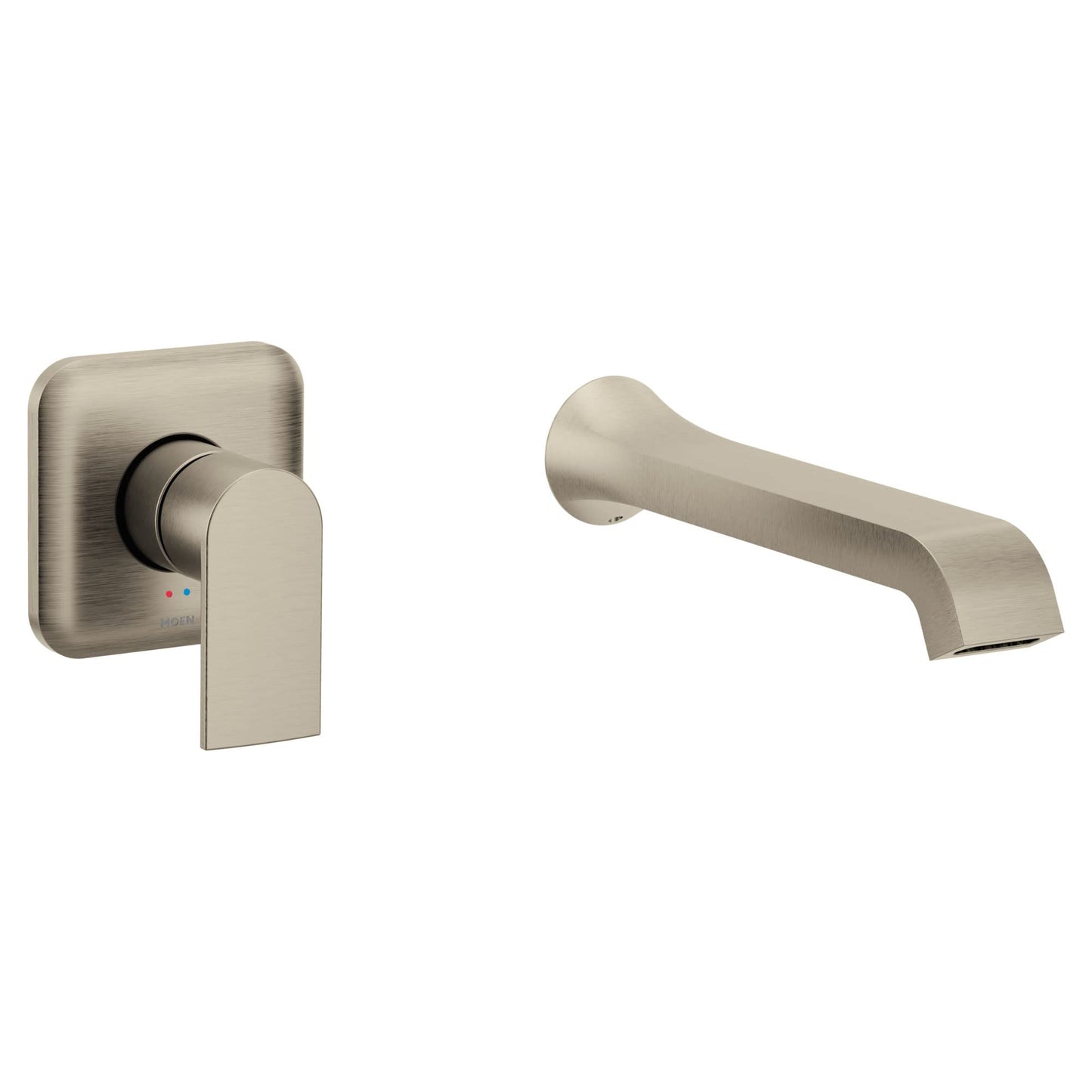 Moen Genta LX Single Handle Wall Mount Tub Filler, Contemporary High Flow Tub Faucet with 10-Inch Spout Reach, Brushed Nickel, WT901BN