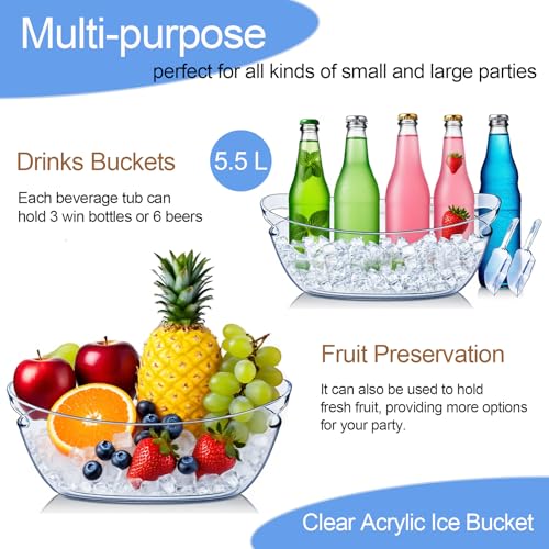 Emycool Ice Bucket, 5.5L Large Ice Buckets for Parties and Freezer, Plastic Beverage Tub for Cocktail Bar with Scoops for ...