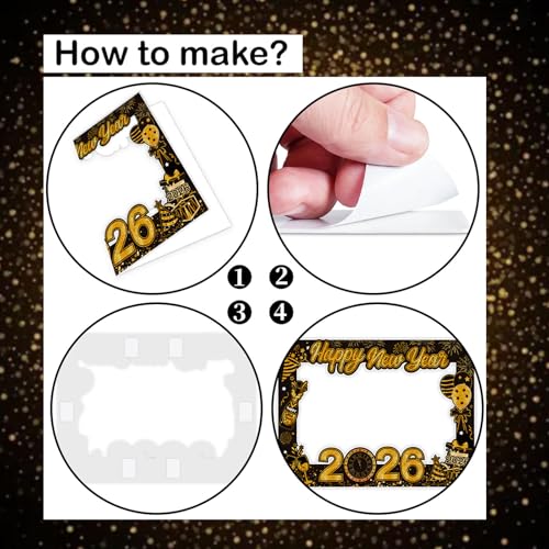 DONCIDAY New Year Eve Photo Booth Props & Frame Set, 2026 Happy New Year's Eve Party Accessories Decoration