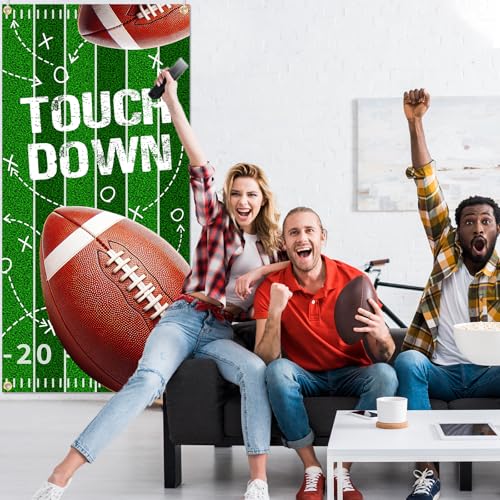 Football Banner Touchdown Banner Party Decorations Porch Sign Photo Booth Props Game Day Tailgate Party Decorations for Do...