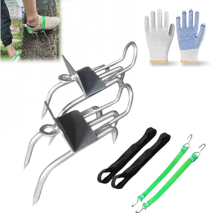 Outdoor Tree-Climbing Anti-Slip Cat Claw Shoes Set, 2025 Upgrade Tree Climbing Spikes, Portable Tree Climbings Gear for Tr...