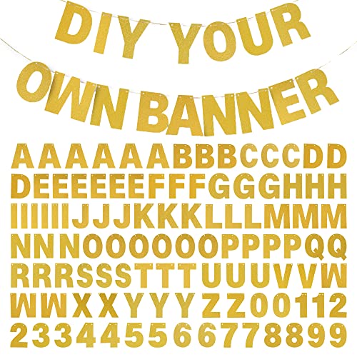 DIY Banner Kit with Letters Glitter Banner Letters Gold Customizable Birthday Banners Graduation Banner Custom Party Hangi...