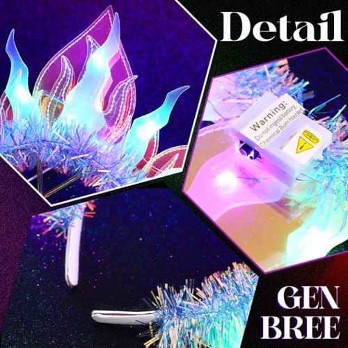 GENBREE Light Up Mermaid Costume Headband Glowing Headpiece Ocean Hair Accessories for Women