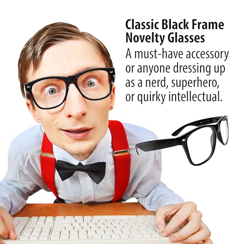 Kangaroo Black Fake Glasses - Classic Superhero Glasses Frames - Retro Clear Non-Prescription Nerd Costume Eyeglasses for ...