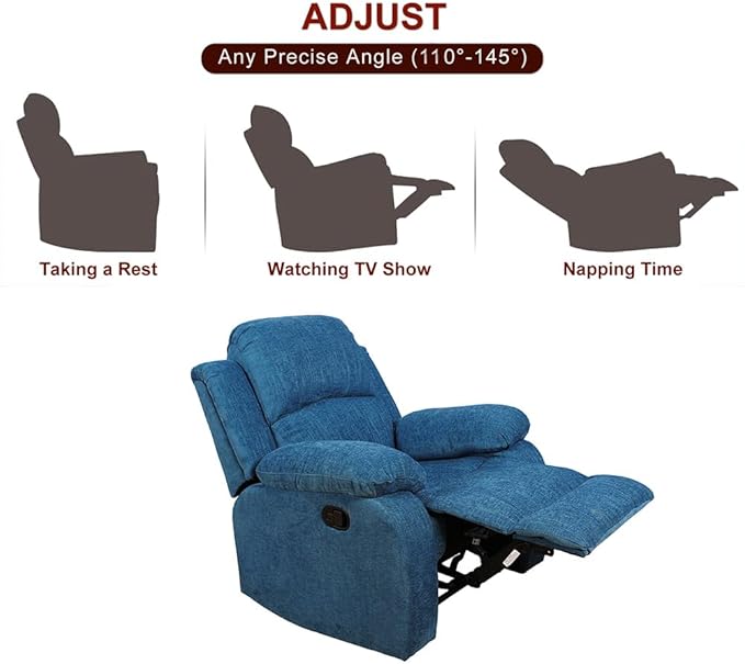 A Ainehome Living Room Furniture Set Leather Recliner Sofa Set Loveseat Chair Furniture Sofa Set for Living Room/Small Space/Rv/House/Office/Theater Seating (A-Blue Microfiber, Chair)