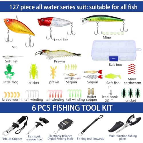 Sosation 482 Pcs Fishing Gifts for Men Fishing Sling Bag Tool Gear Equipment Accessories Kit Fish Backpack Tackle Box with...