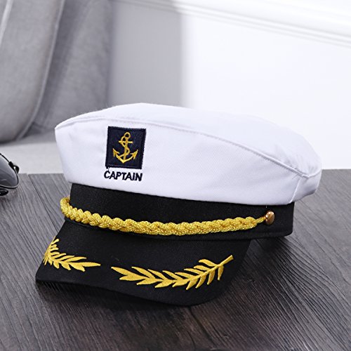 Adult Yacht Captain Hat White Sailor Hat for Women Men Yacht Boat Sailor Captain Cap Marine Admiral Costume Party Cosplay ...