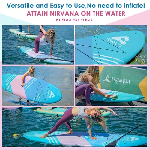 Abrazo YOGAqua 10'6" x 34" x 5" Rigid Stand Up Paddle Board, Extra Wide Hardboard Designed by Yoga Guru, Versatile Yoga SU...
