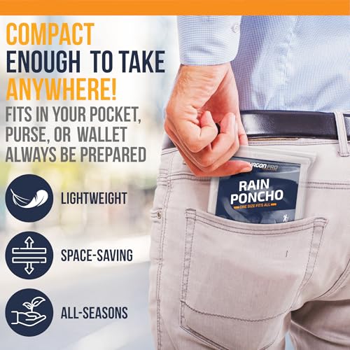 Hagon PRO Disposable Rain Ponchos for Adults (5 Pack)