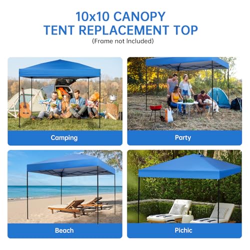 10×10 Canopy Replacement Top Cover, Pop Up Canopy Replacement Tent Cover, Waterproof Canopy Top for Straight Leg Frame, fo...