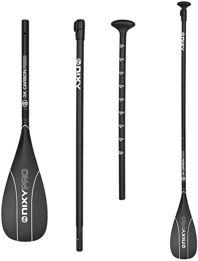 NIXY Full Carbon Fiber SUP Paddle – Adjustable 3 Piece Pro Paddle with ABS Blade Edge for Stand Up Paddle Board – Durable,...