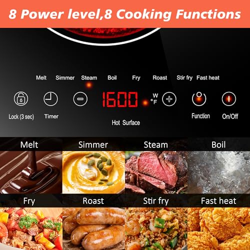 Karienvir 2 Burner Electric Cooktop 110v, 2000W Electric Stove Top Countertop & Built-in, Plug-in Electrics Cooktop 24 Inc...