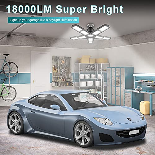 Nexillumi 2-Pack Led Garage Light 180W, 36000LM Garage Lights Ceiling LED with E26/E27 Medium Base, 6000K Deformable LED S...