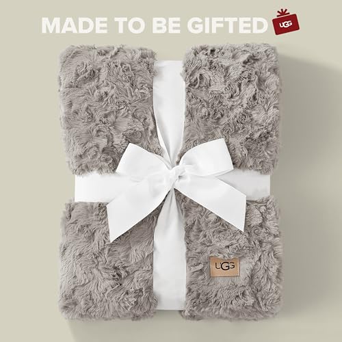 UGG Adalee Faux Fur Throw Blanket Luxury Lightweight Cozy Soft Throw for Couch Bed or Chair Hypoallergenic Machine Washabl...