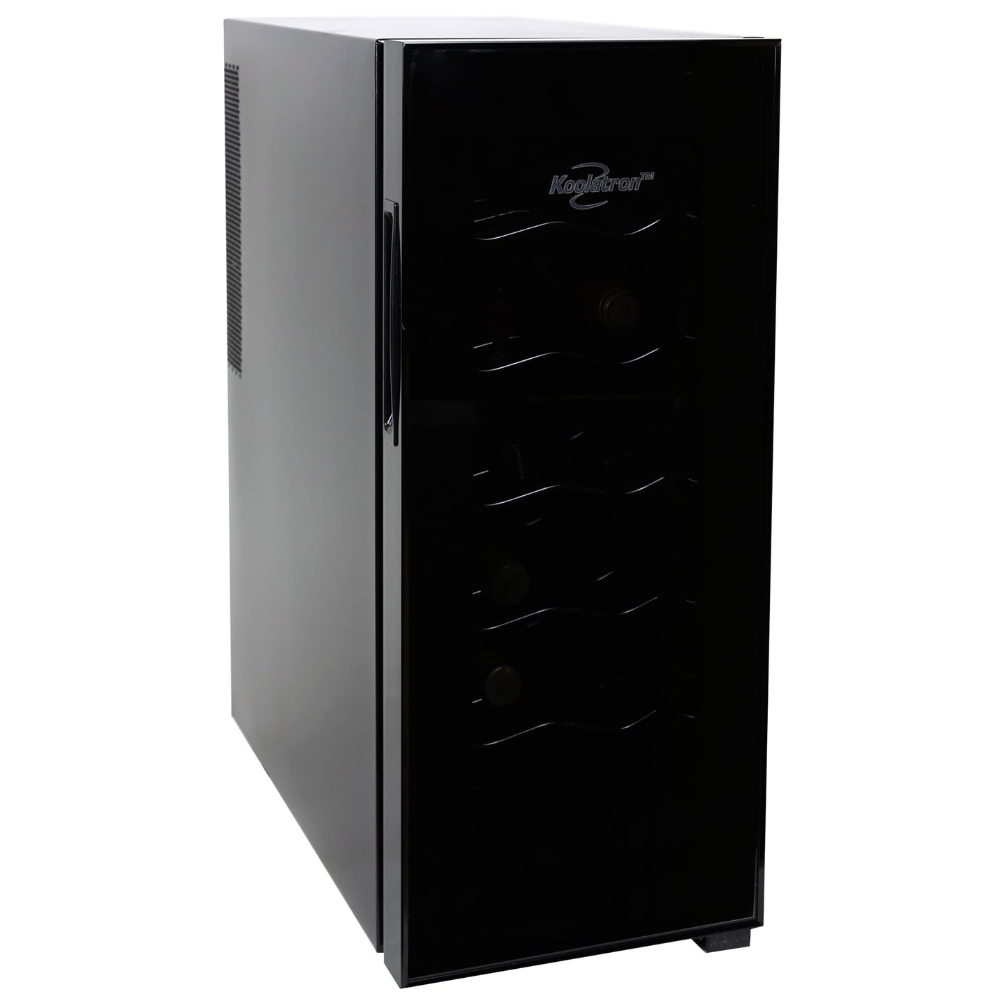Koolatron 12 Bottle Wine Fridge – Freestanding Wine Cooler with Glass Door, 1.2 Cu Ft (33L) Beverage Can Refrigerator, Digital Temperature Control, Ideal for White, Red & Sparkling Wine, Champagne
