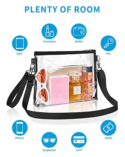 Bagenius Clear Purse Stadium Approved, Clear Bag with Removable Straps, Coin Purse for Work Stadium Events and Concert