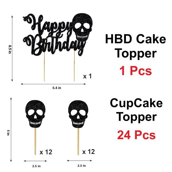 Black Skull Theme Birthday Party Supplies