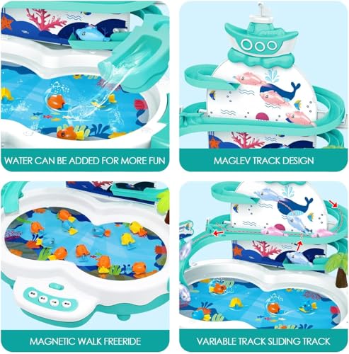 Maycoly 3in1 Fishing Game Toys for Kids with 34PCS Accessories Including Fishing Rod, Small Fish, Track, etc., STEM Toys w...