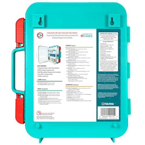 Be Smart Get Prepared First Aid Kit, Teal, 326 Piece, Exceeds OSHA and ANSI Guidelines 100 People - Office, Home, Car, Sch...