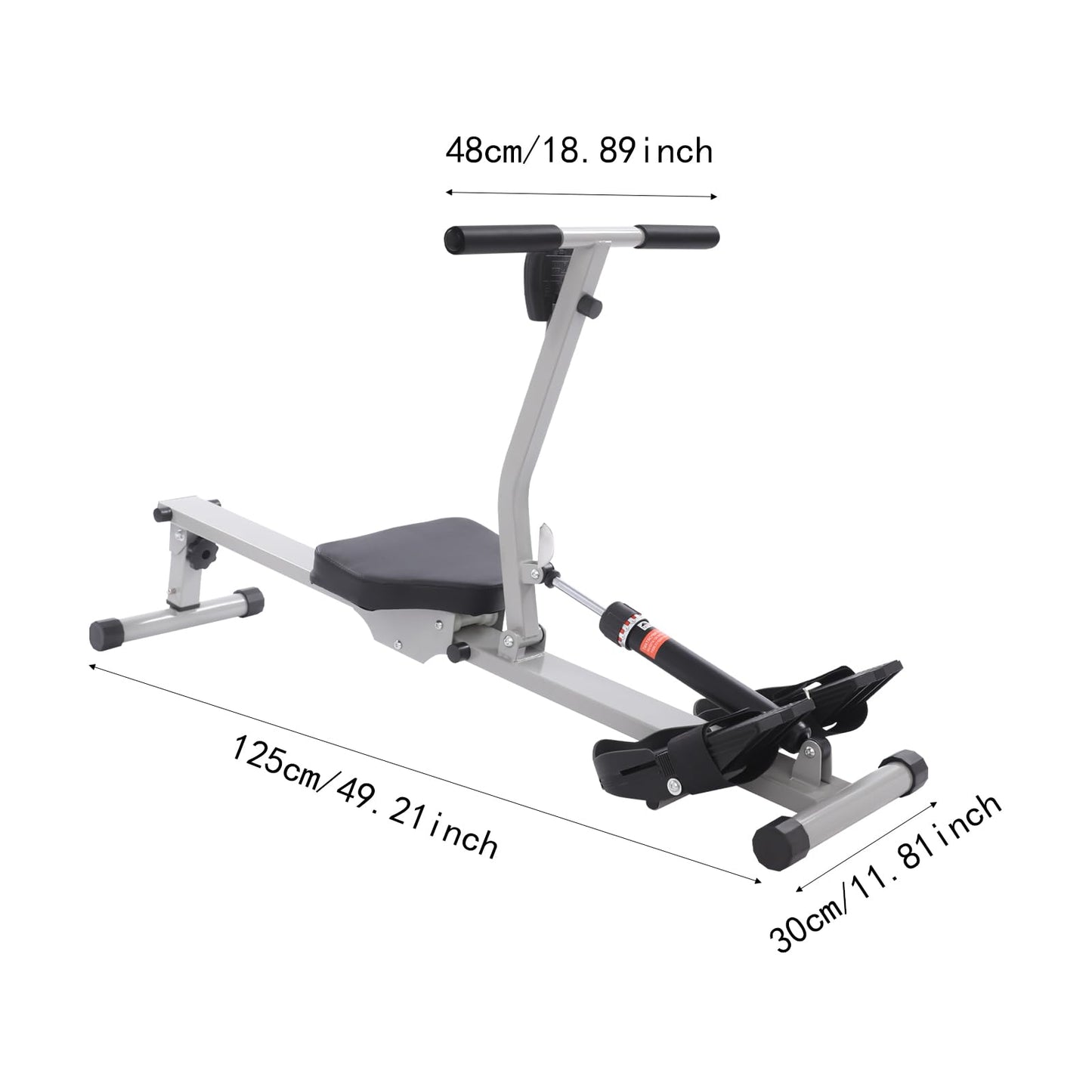 Foldable Rowing Machine for Home - 12-Level Magnetic Rowing Machine with Monitor, Freestanding Hydraulic Resistance Rower for Small Spaces, Cardio & Strength Training (Black/Grey)