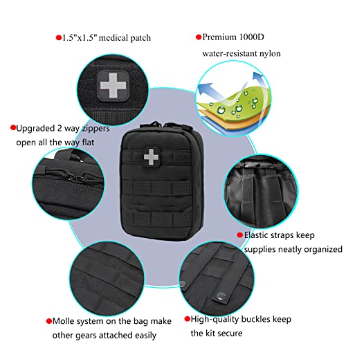 Carlebben EMT Pouch MOLLE Ifak Pouch Tactical MOLLE Medical First Aid Kit Utility Pouch (With Medical Supplies)