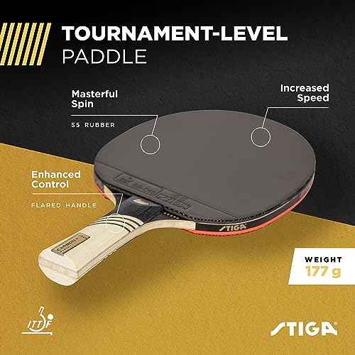 STIGA Carbon+ Bundle Ping Pong Paddle Set ? 7-ply Extra Light Carbon Fiber Blade ? 2mm Premium Sponge ? Concave Pro Handle ? 2 3-Star Tournament Balls ? Neoprene Racket Cover ? Player Wristband