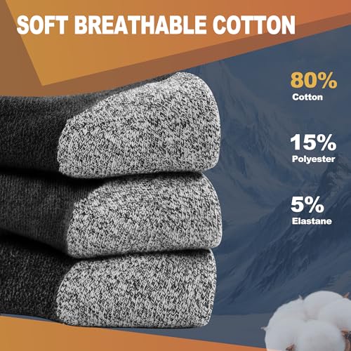 GRPSKCOS Hiking Socks Men 3 Pairs Cushioned Walking Socks Men Crew Sock for Outdoor Hiking Running Climbing